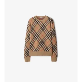 Pulover din amestec de lână și mohair cu model în carouri
