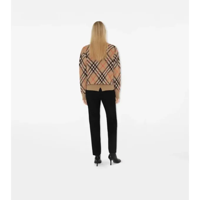 Pulover din amestec de lână și mohair cu model în carouri