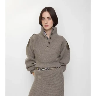 Pulover din lână cu jumătate de nasturi