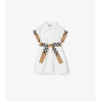 Rochie-cămașă din bumbac cu borduri în carouri