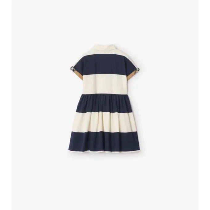 Rochie-cămașă din bumbac cu dungi și bordură în carouri Rochie-cămașă din bumbac cu dungi și bordură în carouri