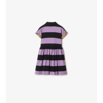 Rochie-cămașă din bumbac cu dungi și bordură în carouri