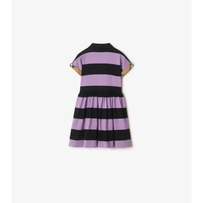 Rochie-cămașă din bumbac cu dungi și bordură în carouri Rochie-cămașă din bumbac cu dungi și bordură în carouri