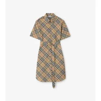 Rochie-cămașă din bumbac cu imprimeu în carouri
