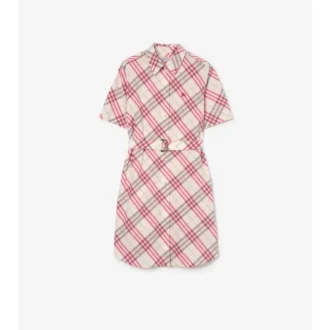 Rochie-cămașă din bumbac cu imprimeu în carouri