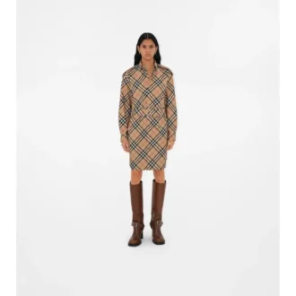 Rochie-cămașă din bumbac cu imprimeu în carouri