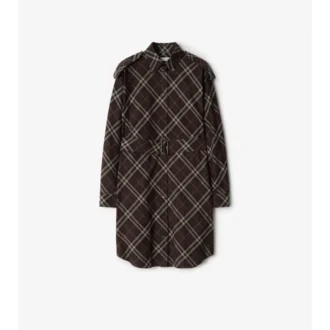 Rochie-cămașă din flanelă de bumbac cu imprimeu în carouri