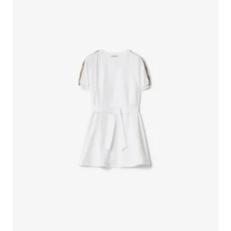 Rochie de tip tricou din bumbac cu borduri în carouri