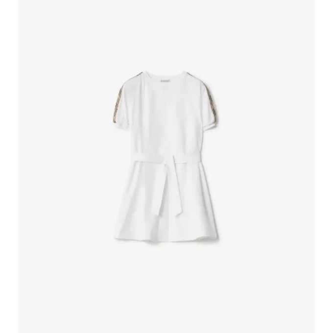 Rochie de tip tricou din bumbac cu borduri în carouri