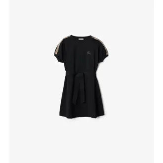 Rochie de tip tricou din bumbac cu borduri în carouri