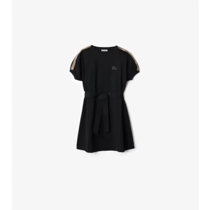 Rochie de tip tricou din bumbac cu borduri în carouri