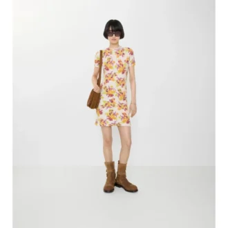 Rochie din amestec de bumbac cu imprimeu floral