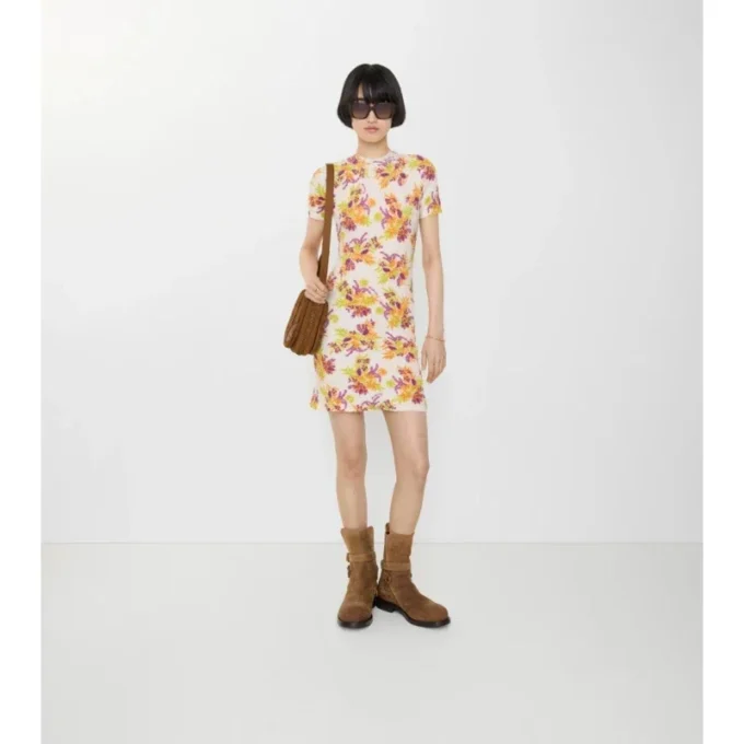 Rochie din amestec de bumbac cu imprimeu floral Rochie din amestec de bumbac cu imprimeu floral