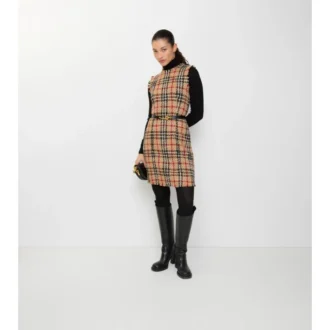 Rochie din amestec de lână cu model în carouri