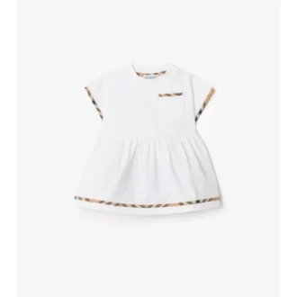 Rochie din bumbac cu borduri în carouri și pantaloni scurți