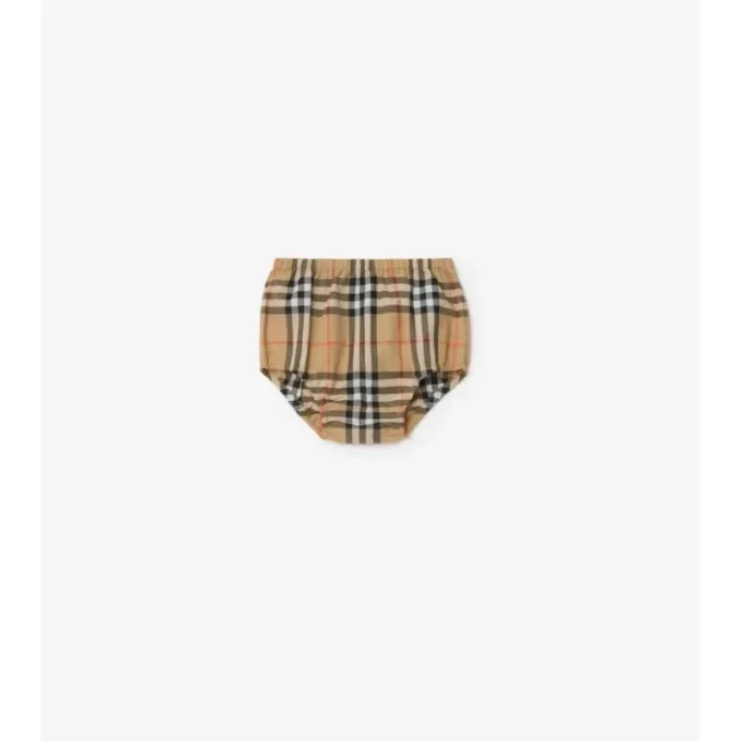 Rochie din bumbac cu borduri în carouri și pantaloni scurți