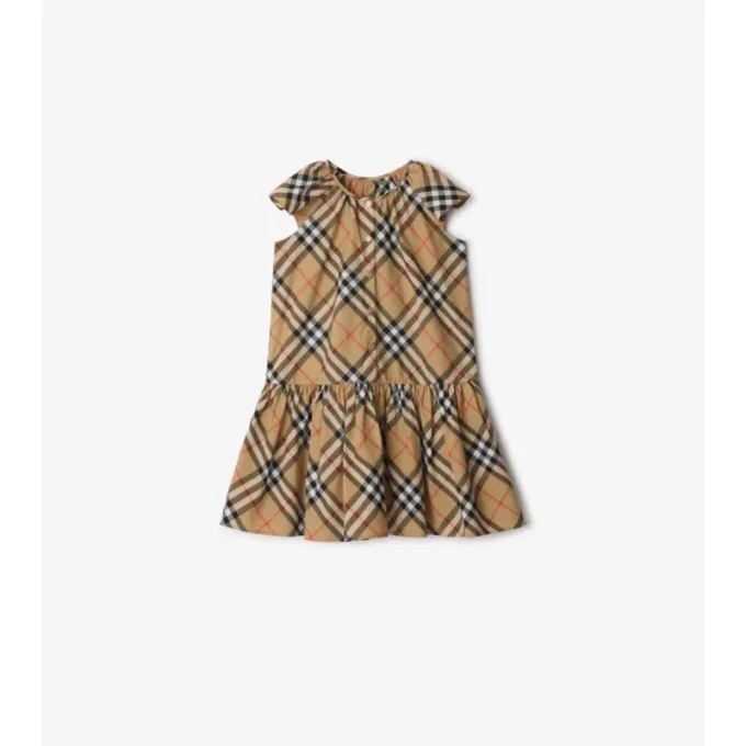 Rochie din bumbac cu imprimeu în carouri