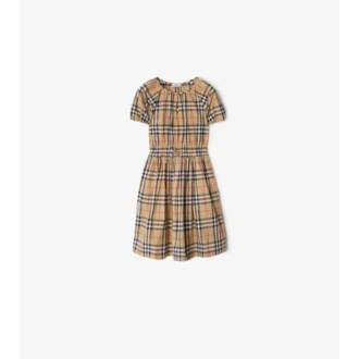 Rochie din bumbac cu imprimeu în carouri