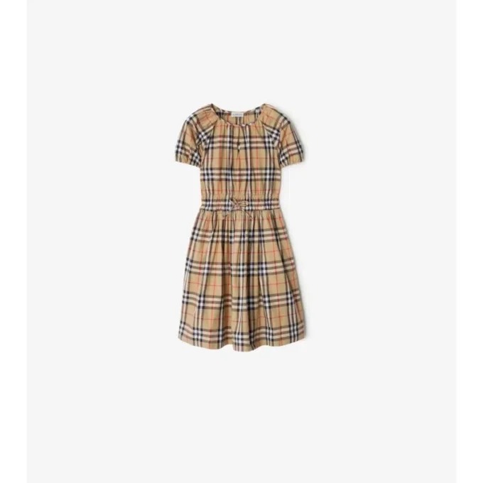 Rochie din bumbac cu imprimeu în carouri