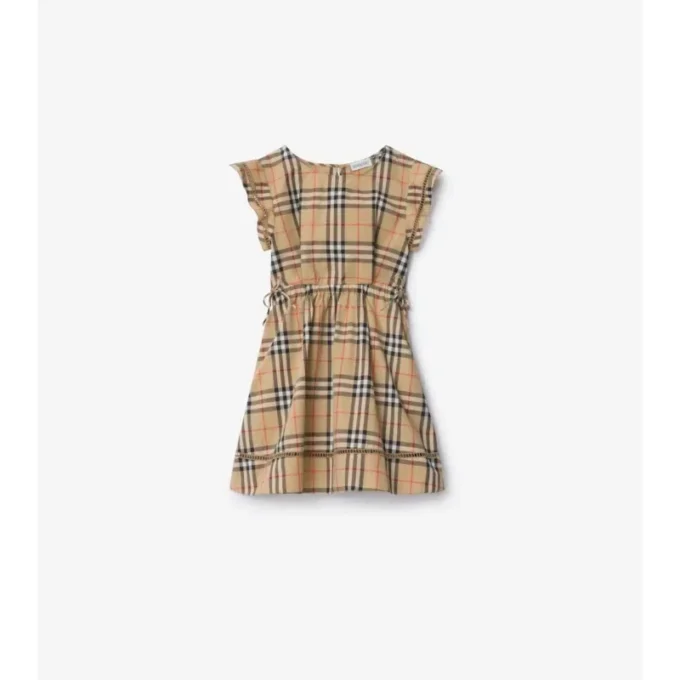 Rochie din bumbac cu imprimeu în carouri