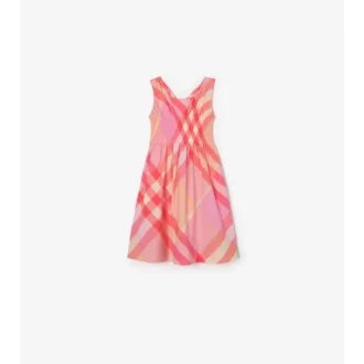 Rochie din bumbac cu imprimeu în carouri