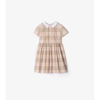 Rochie din bumbac cu imprimeu în carouri