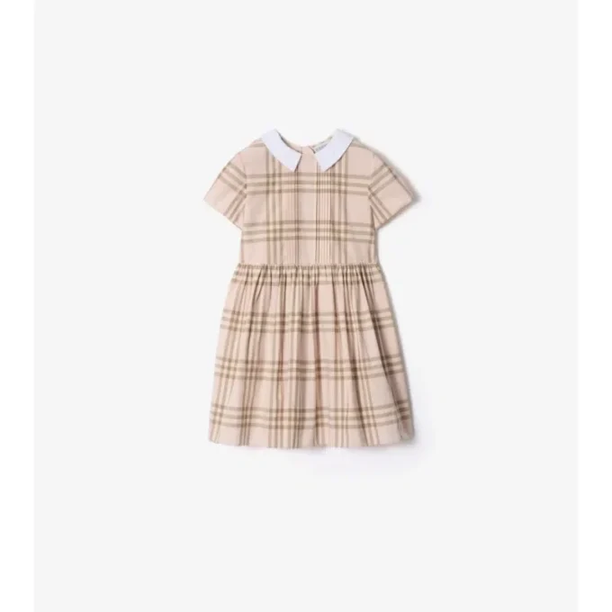 Rochie din bumbac cu imprimeu în carouri