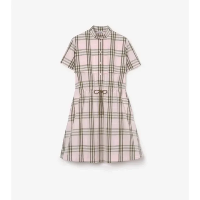 Rochie din bumbac cu imprimeu în carouri Rochie din bumbac cu imprimeu în carouri
