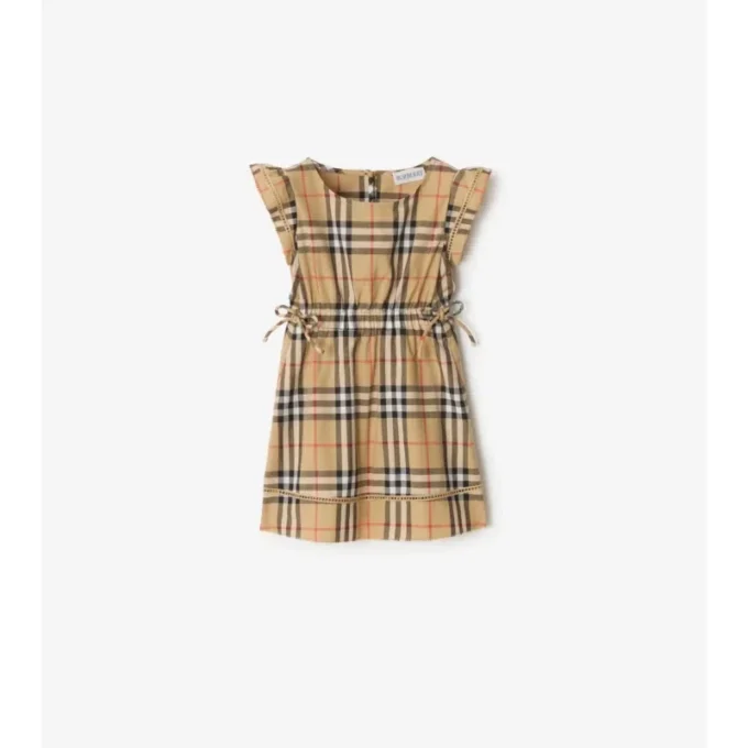 Rochie din bumbac cu imprimeu în carouri Rochie din bumbac cu imprimeu în carouri