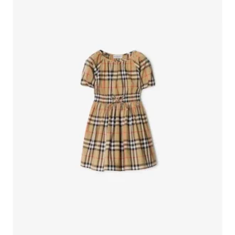 Rochie din bumbac cu imprimeu în carouri