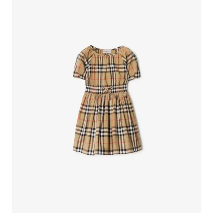 Rochie din bumbac cu imprimeu în carouri