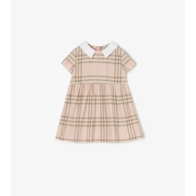 Rochie din bumbac cu imprimeu în carouri