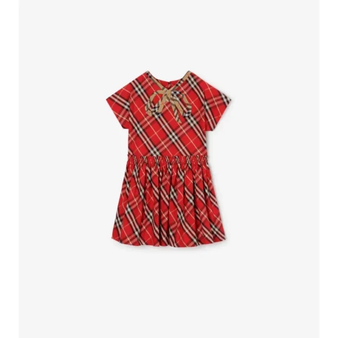 Rochie din bumbac cu imprimeu în carouri Rochie din bumbac cu imprimeu în carouri