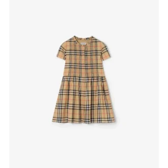 Rochie din bumbac cu imprimeu în carouri