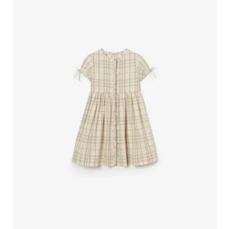 Rochie din bumbac cu imprimeu în carouri