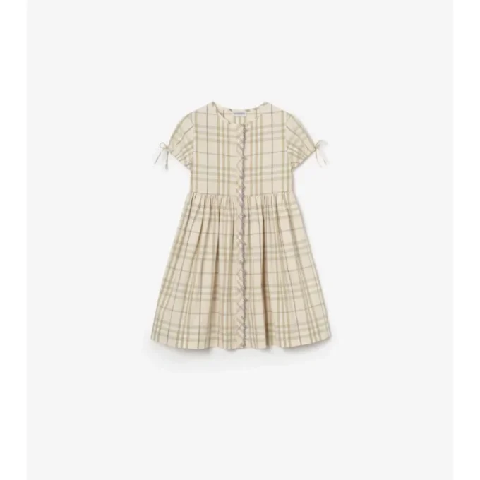 Rochie din bumbac cu imprimeu în carouri