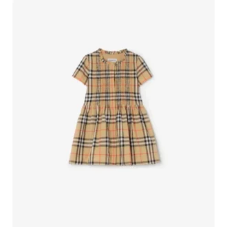 Rochie din bumbac cu imprimeu în carouri