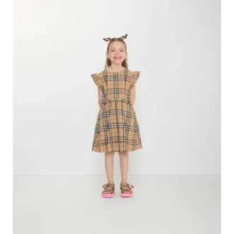 Rochie din bumbac cu imprimeu în carouri