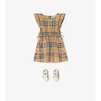 Rochie din bumbac cu imprimeu în carouri