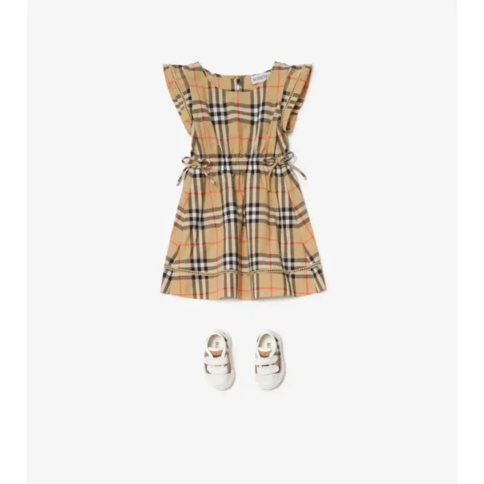 Rochie din bumbac cu imprimeu în carouri Rochie din bumbac cu imprimeu în carouri