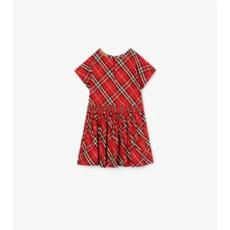 Rochie din bumbac cu imprimeu în carouri