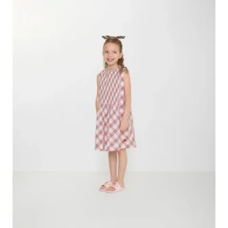 Rochie din bumbac cu imprimeu în carouri Rochie din bumbac cu imprimeu în carouri