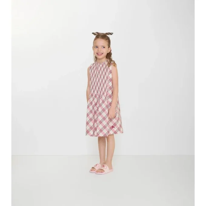 Rochie din bumbac cu imprimeu în carouri Rochie din bumbac cu imprimeu în carouri