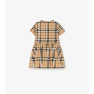 Rochie din bumbac cu imprimeu în carouri