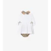 Rochie din bumbac cu imprimeu în carouri și pantaloni scurți