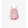 Rochie din bumbac cu imprimeu în carouri și pantaloni scurți