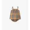 Rochie din bumbac cu imprimeu în carouri și pantaloni scurți
