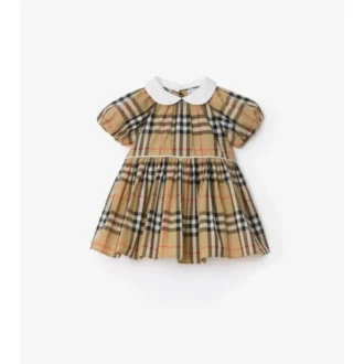 Rochie din bumbac cu imprimeu în carouri și pantaloni scurți