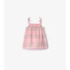 Rochie din bumbac cu imprimeu în carouri și pantaloni scurți