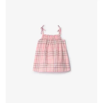 Rochie din bumbac cu imprimeu în carouri și pantaloni scurți